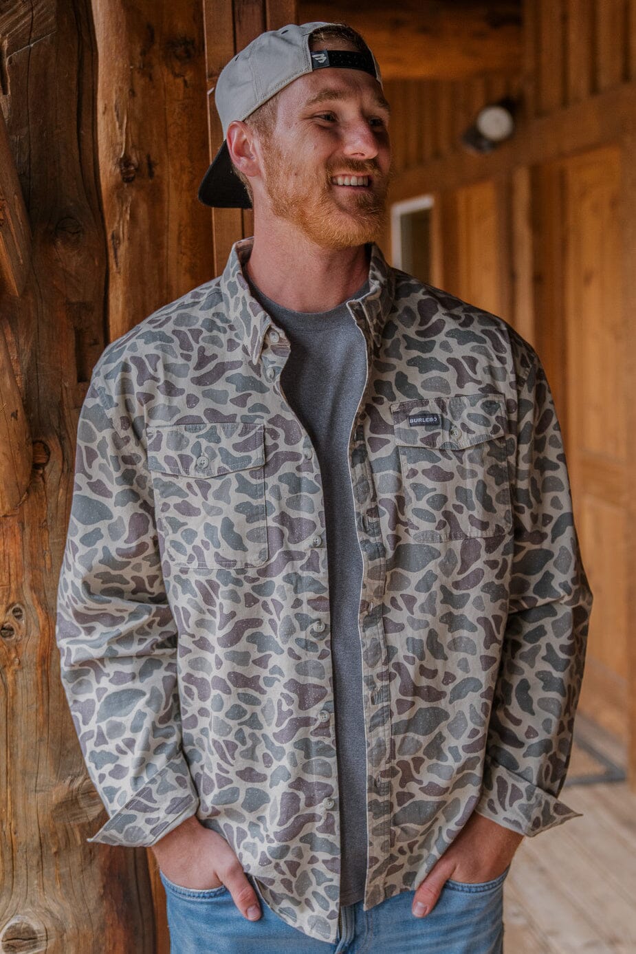 Cotton Twill Button Up - LS - Classic Deer Camo