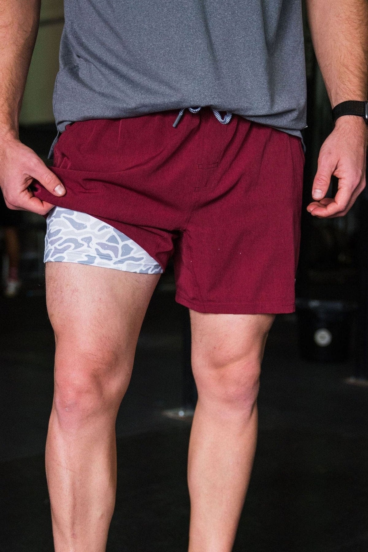 Athletic Short - Maroon - White Camo Liner - BURLEBO