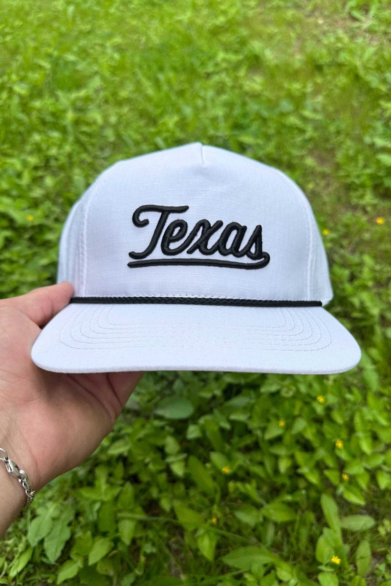 Cap - Texas Script - WHITE - BURLEBO