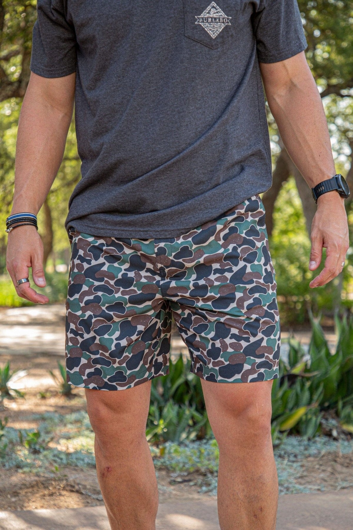 Everyday Shorts - Throwback Camo - Hunter Green Pocket - BURLEBO