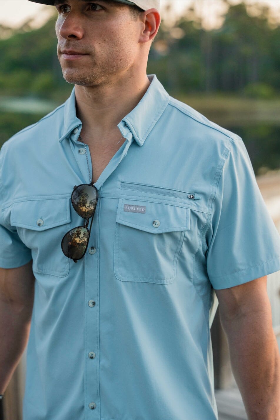 Performance Fishing Shirt - Dusty Blue - BURLEBO