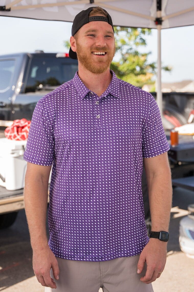 Performance Polo - Texas Purple & White - BURLEBO