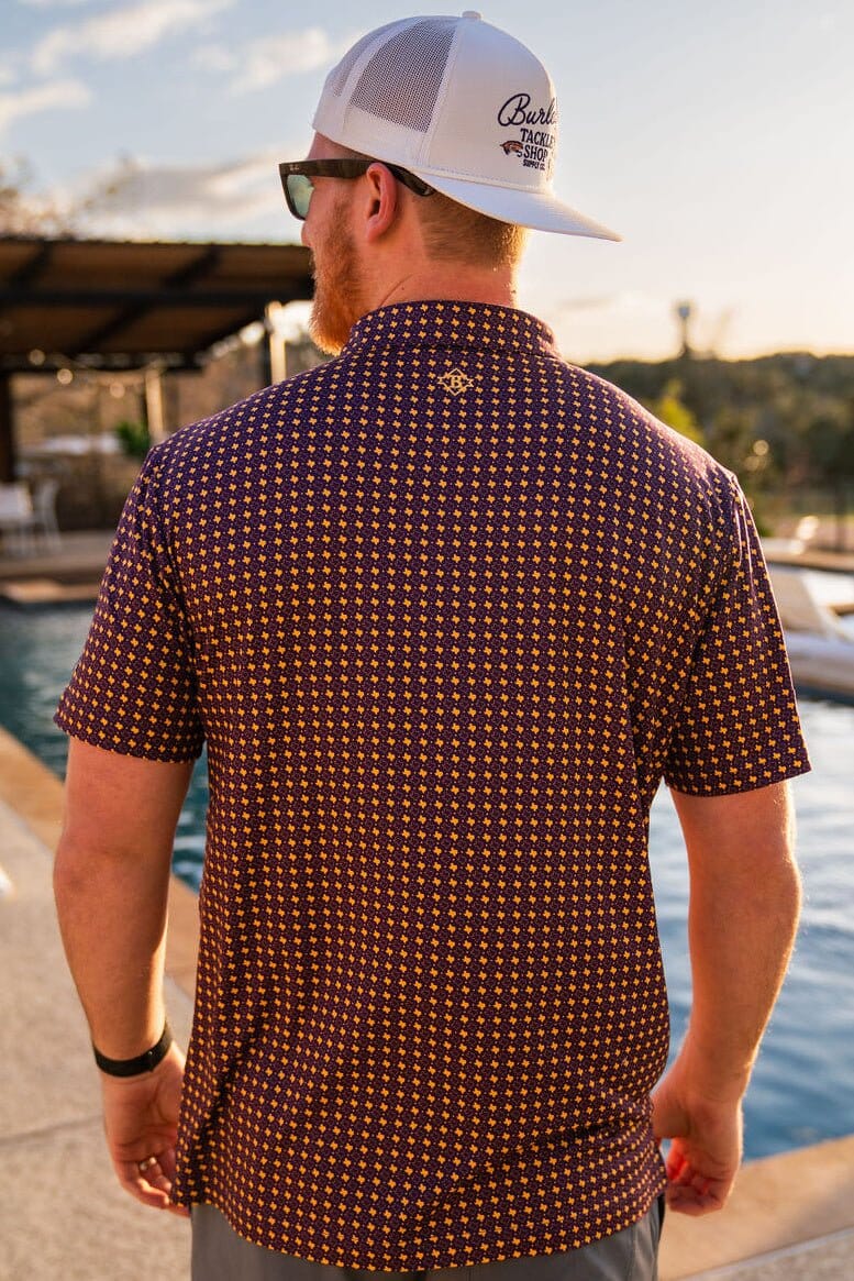 Performance Polo - Texas Purple & Yellow - BURLEBO