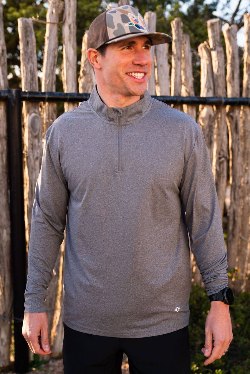 Performance Quarter Zip - Dark Heather Grey - BURLEBO