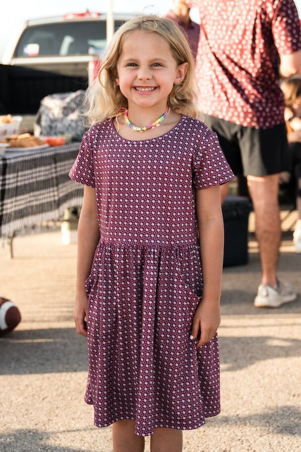 Youth Girls Dress - Texas - Maroon and Grey - BURLEBO