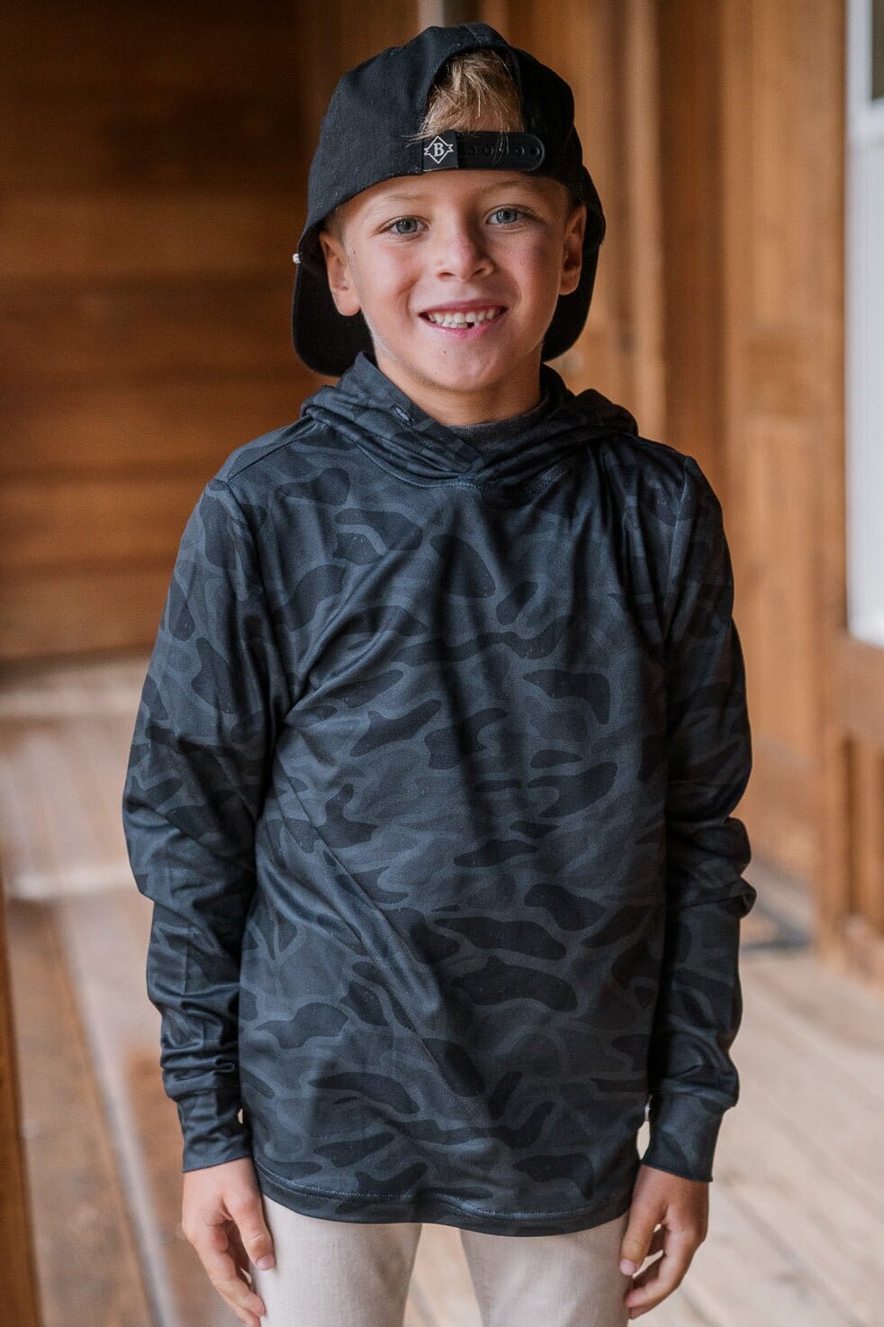 Youth Performance Hoodie - Black Camo - BURLEBO