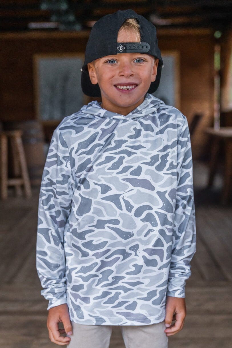 Youth Performance Hoodie - White Camo - BURLEBO