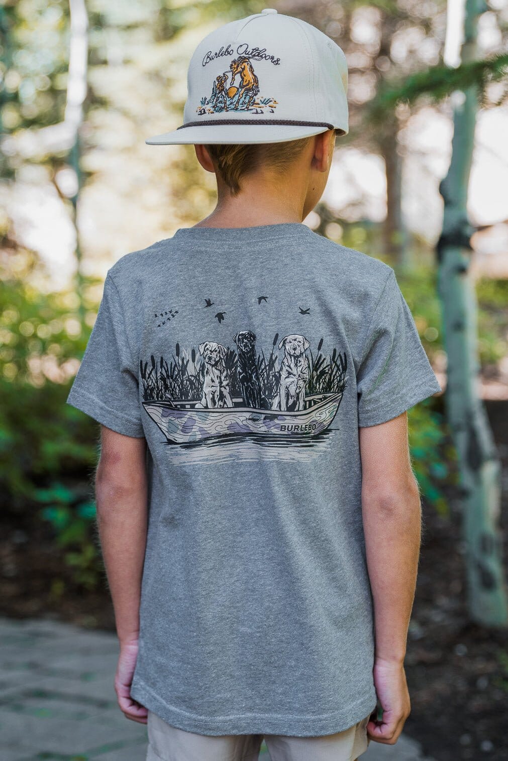 Youth Tee - Dog on Boat - SS - Dark Heather Grey - BURLEBO