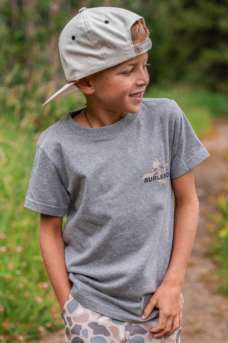 Youth Tee - Pintail Diving Duck - SS - Dark Heather Grey - BURLEBO